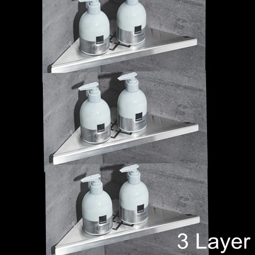 Brush Nickel-3 Layer Угловые полки для ванной комнаты Матовый никель 304 нержавеющая сталь настенная полка для ванной комнаты Душ ХРАНЕНИЕ Аксессуары для ванной комнаты Полки ELF41 - Цвет: Brush Nickel-3 Layer
