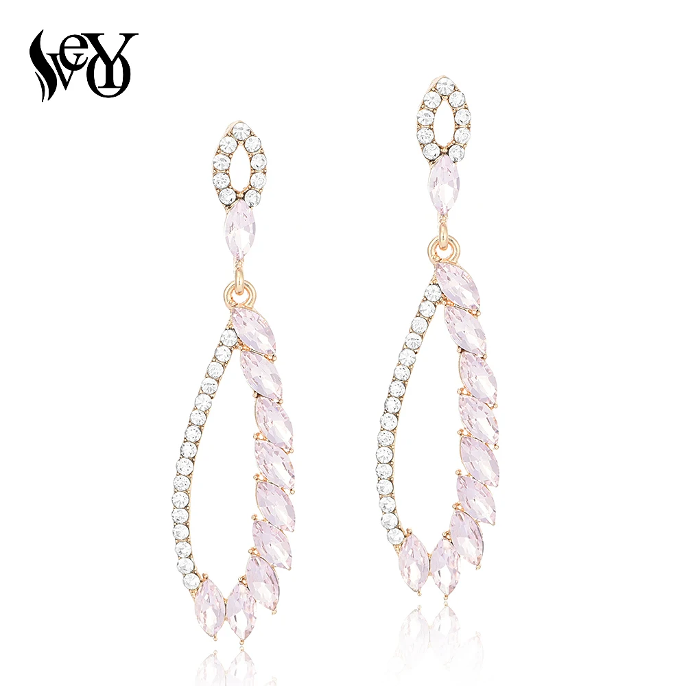 VEYO Trendy Crystal leaves Drop Earring for Women New Fashion Rhinestones Earrings Gift Statement Jewelry Wholesale | Украшения и