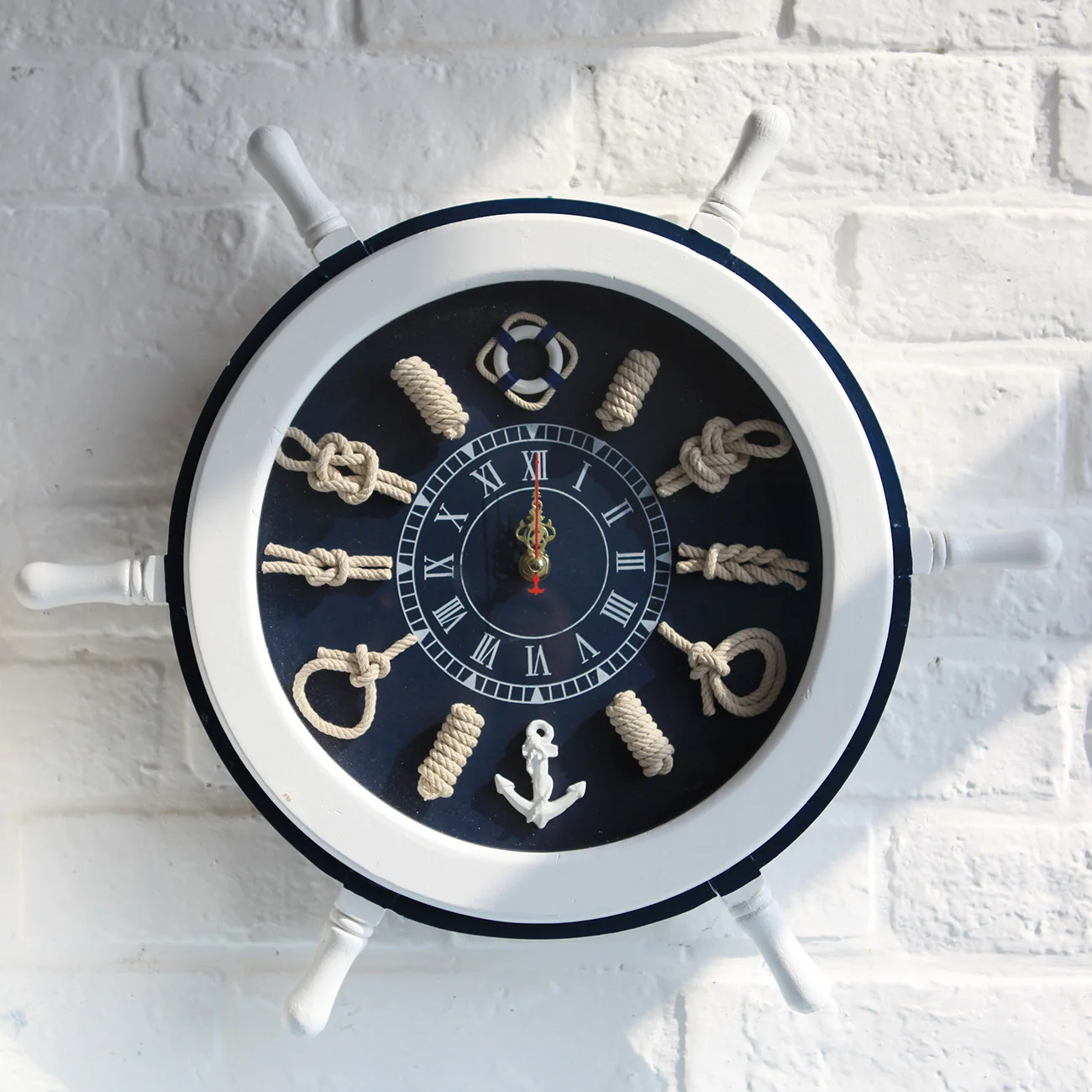 Фото Часы ручной работы 45 см часы штурвал Муны дерево руль настенные украшение руля(Aliexpress на русском)