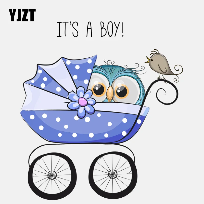 YJZT 13.7CM*15CM Owl Boy On The Trolley PVC Window Decoration Car Sticker 11-01368 | Автомобили и мотоциклы
