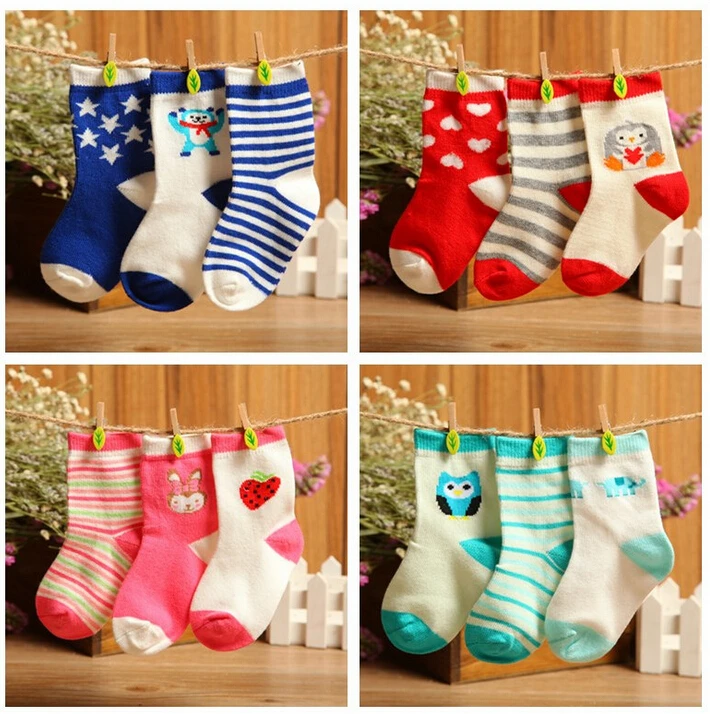 (3 pairs/lot)baby sock lot 0-3T fashion boys girls baby socks cartoon newborn kids cotton for sping autumn winter | Детская одежда и