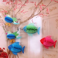 100pcs fish and bird paper hanging lanterns for garden decorations home wedding birthday party baby shower decoration supplies