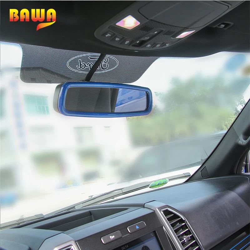 

HANGUP ABS Car Interior Rearview Mirror Frame Trim Cover Decoration Stickers Fit For Ford F150 2015 Up Car Styling