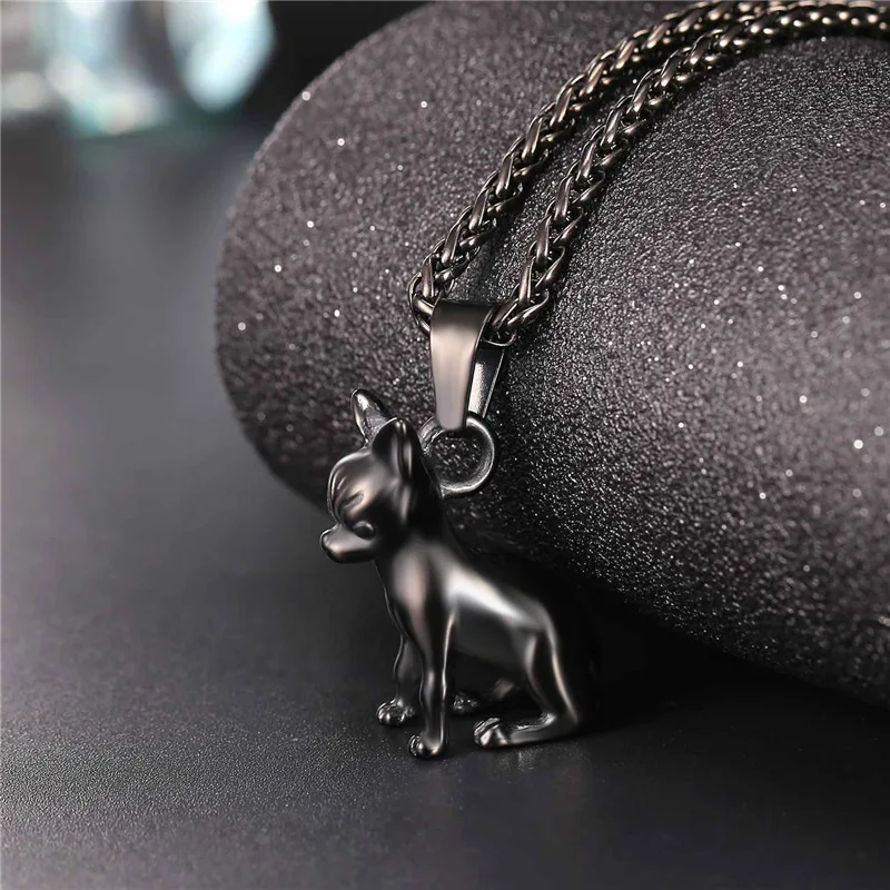 Колье с подвеской в виде собаки чихуахуа золотого/черного цвета из нержавеющей