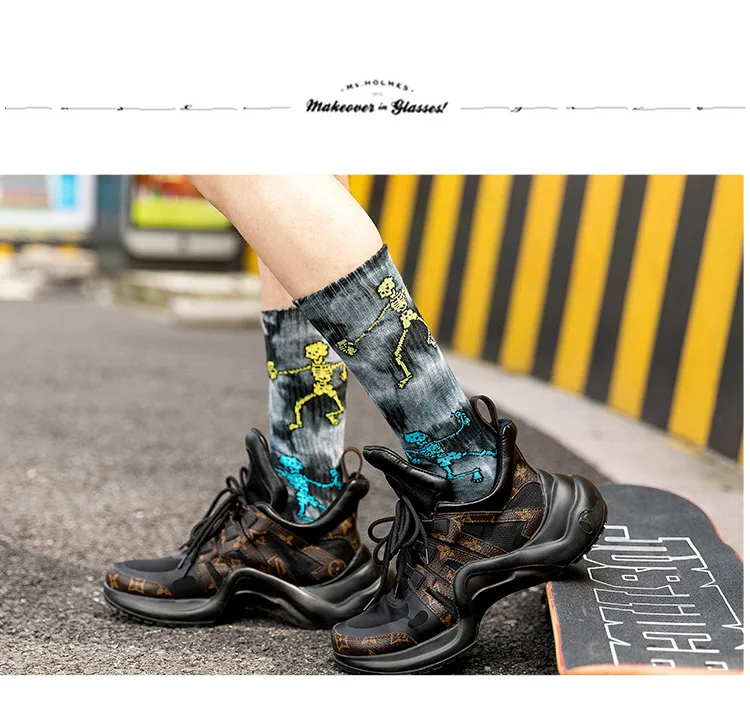 Носки мужские 10 пар цветные Звездные уличные с принтом в виде галстука краски