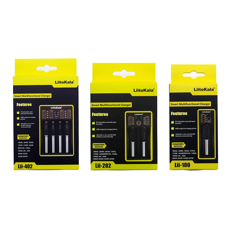 

Liitokala Lii-100 Lii-202 Lii-402 Lii-PD4 100B Battery Charger, Charging 18650 1.2V 3.7V 3.2V 18350 26650 NiMH Lithium Battery
