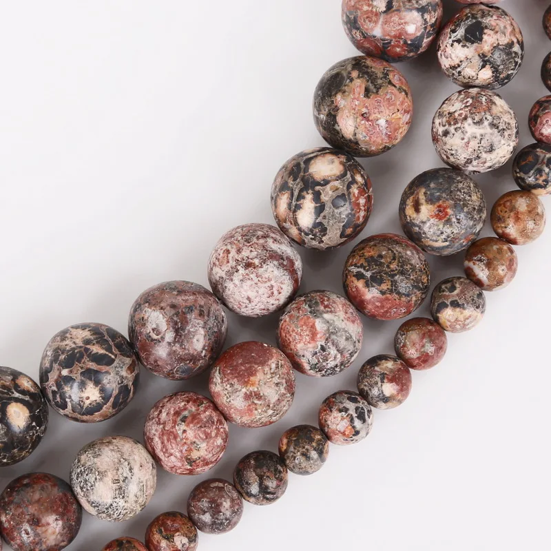 Новое поступление круглые бусины из натурального леопардового камня в полоску