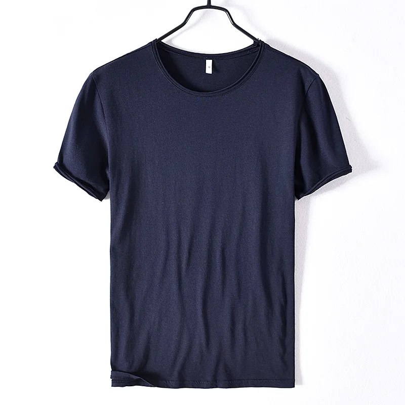 Мужская Однотонная футболка повседневная хлопковая брендовая Классическая