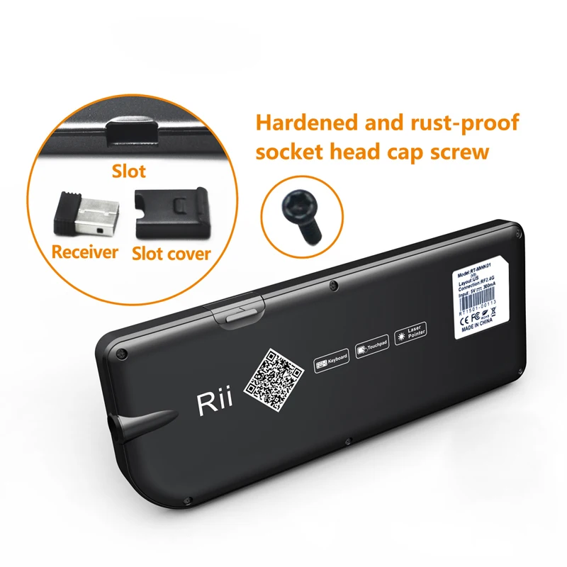 Rii mini k01 2.4G Беспроводная клавиатура с подсвечивающимся тачпадом и лазерной