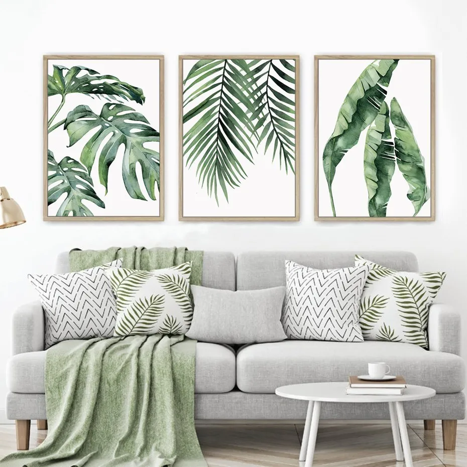 

Watercolor Green Tropical Plants Turtle Leaves Canvas Painting Nordic Wall Art POP Pictures Living Room Scandinavian Home Decor