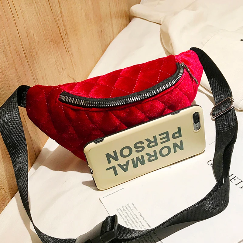 2019 новая мода бархат для женщин сумка талии телефон Сумки на пояс женские кожаные