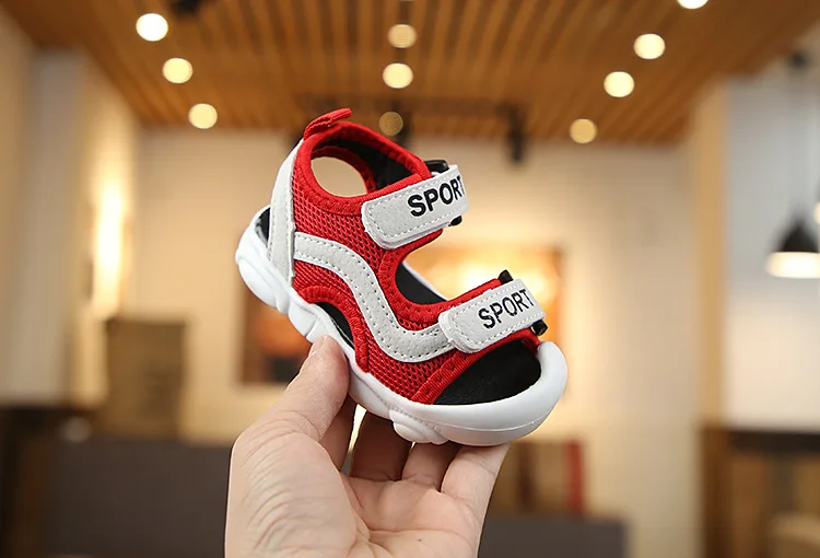 Модные сандалии для новорожденных Спортивная обувь для первых прогулок до 3 лет для маленьких мальчиков и девочек пляжная обувь дышащая обувь для младенцев