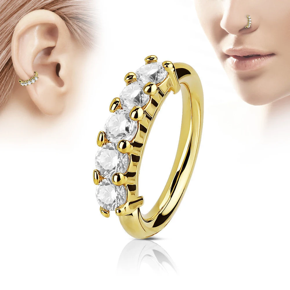 Alisouy 1 шт. Панк ювелирные изделия для тела кристалл Tragus Кольцо носа и уха обруч