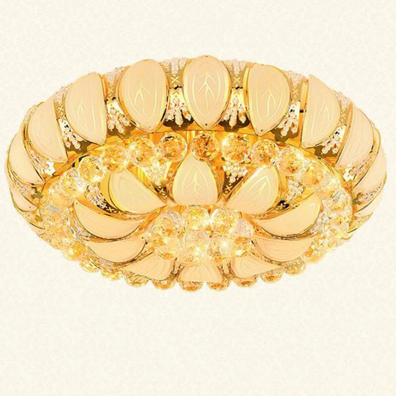 Новое Золотое круглое Хрустальное потолочное освещение люстры lamparas de teto para sala de techo jantar с дистанционным управлением потолочные светильники лампа