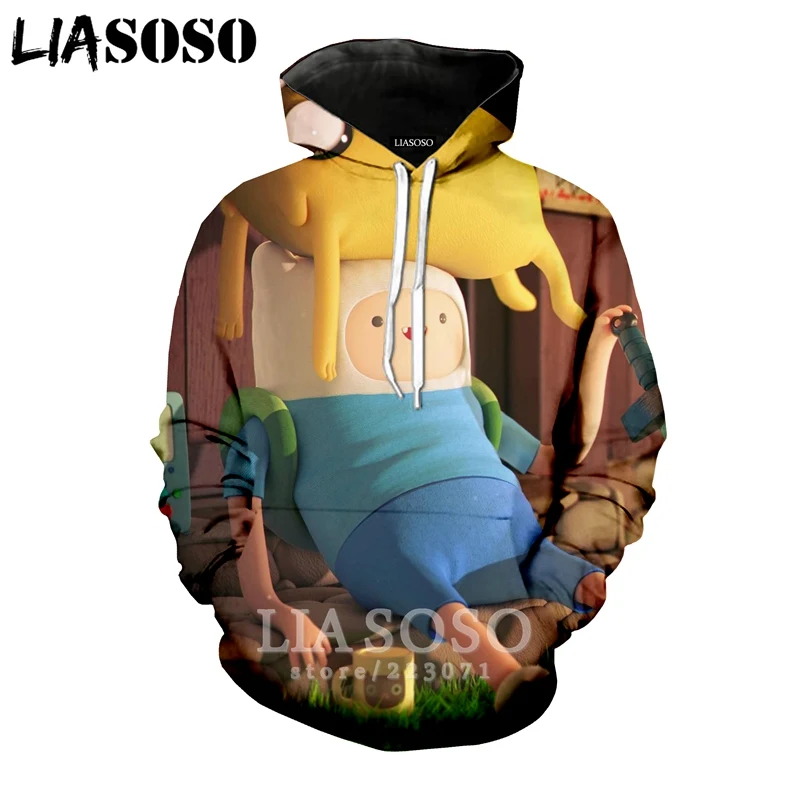LIASOSO Зима Новая мода для мужчин и женщин Толстовка 3D принт мультфильм аниме время приключений толстовка с длинными рукавами Топ пуловер A191-15 - Цвет: 26