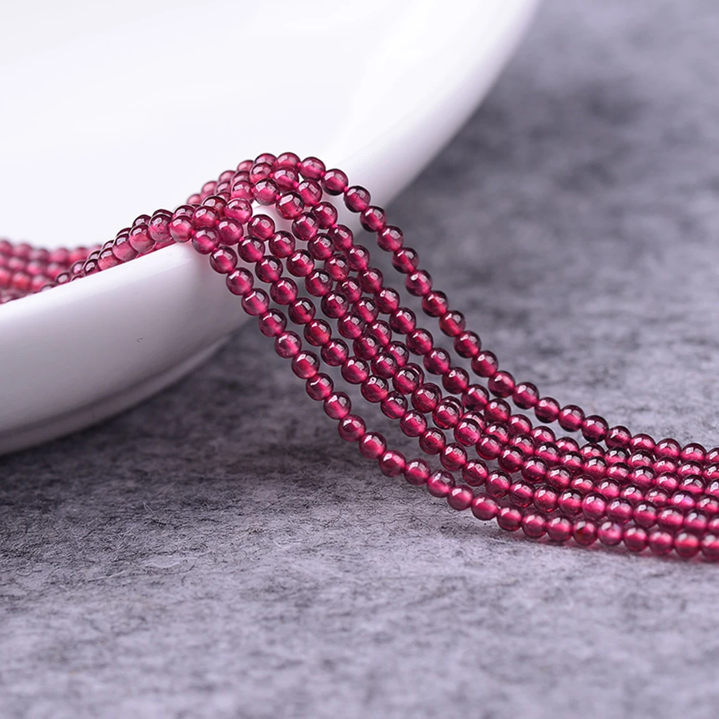 claret garnet ICNWAY Драгоценный Камень делая ювелирные изделия 2-4 мм Лабрадорит Бирюзовый натуральный круглый свободный бисер DIY браслет ожерелье серьги 15 дюймов - Цвет: claret garnet