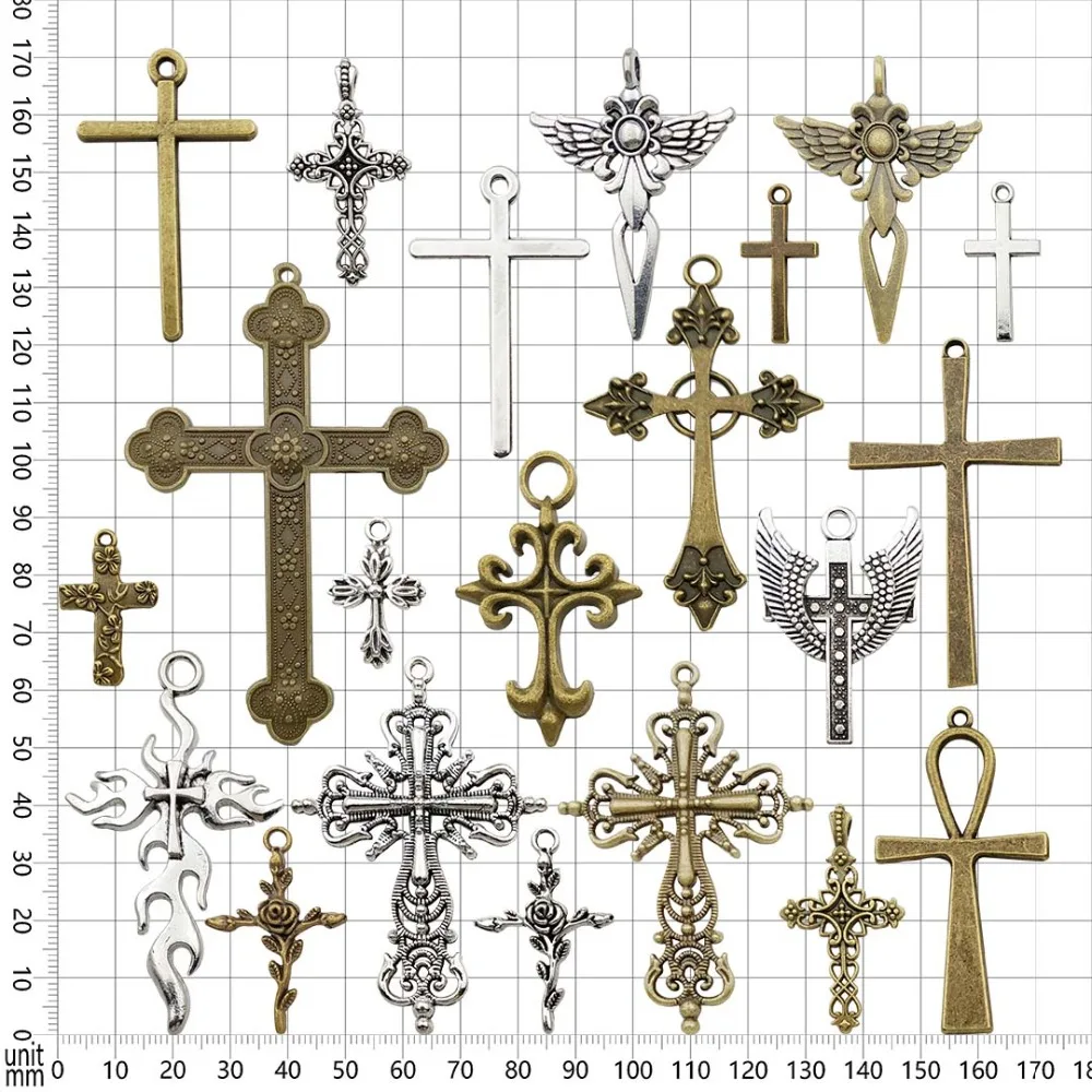 

20 Pcs Mixed Zinc Alloy Cross Charms Pendants For Crafting Jewelry Making Accessory For DIY Necklace Bracelet Craft Supplies