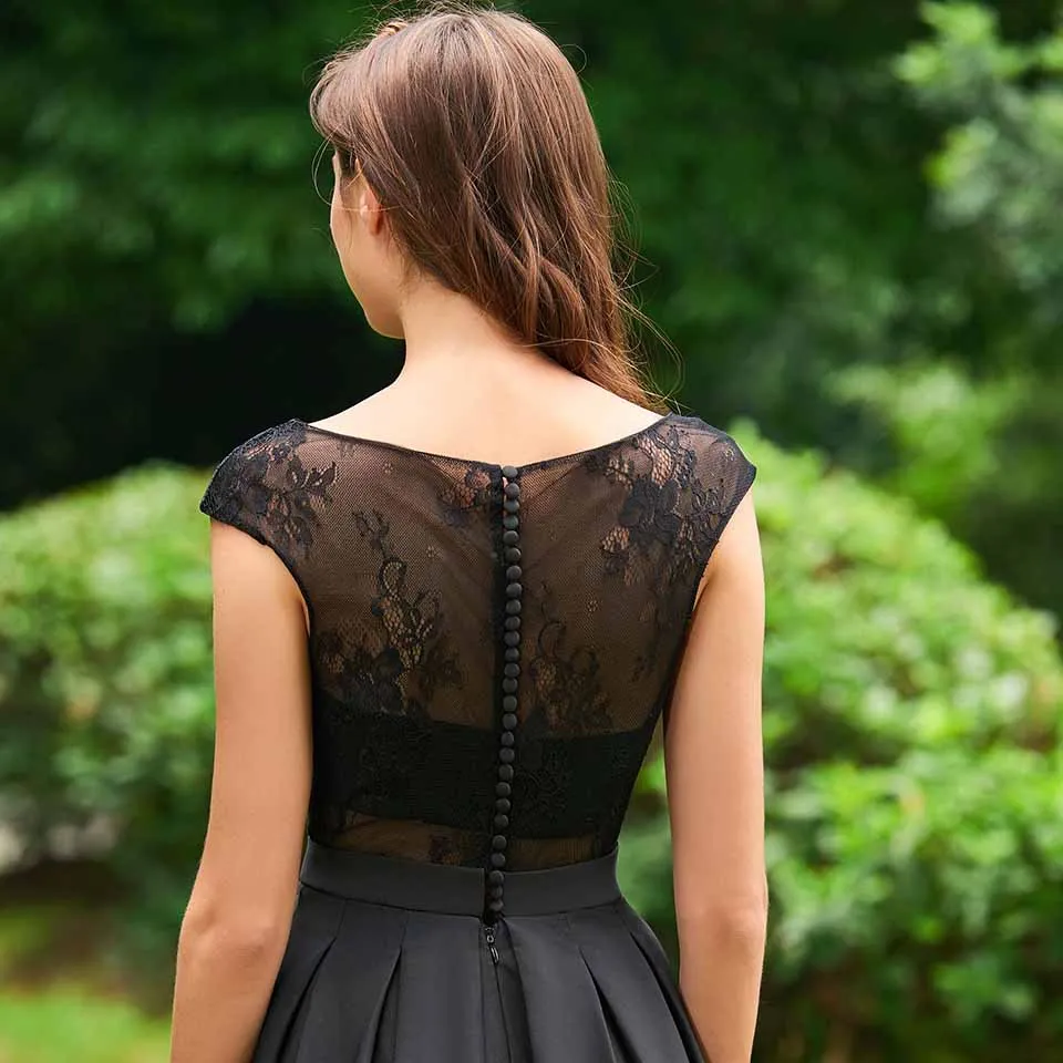 Платье для выпускного бала Dressv черное платье с глубоким вырезом а-силуэта без