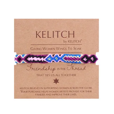 PY01-170002D KELITCH браслеты дружбы с мягкой хлопковой нитью Цвет Бохо браслеты ручной работы из веревки этнический очаровательный браслет на цепочке - Окраска металла: PY01-170002D