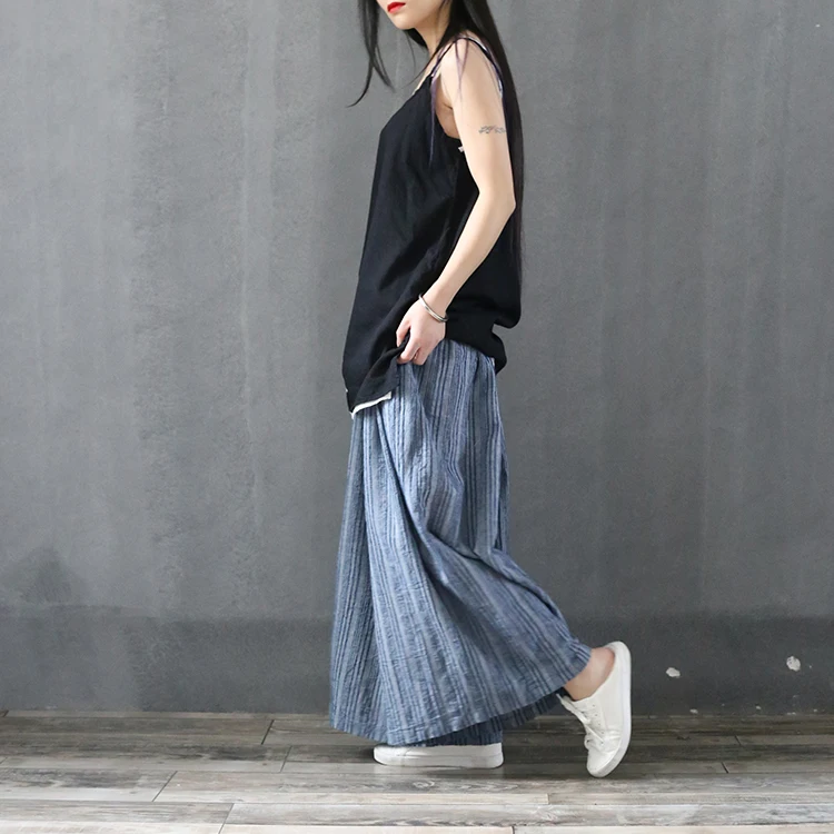 Модные женские брюки с длинным шаговым швом и широкими штанинами с вертикальными цветными полосками, Летние оригинальные свободные широкие брюки для девушек