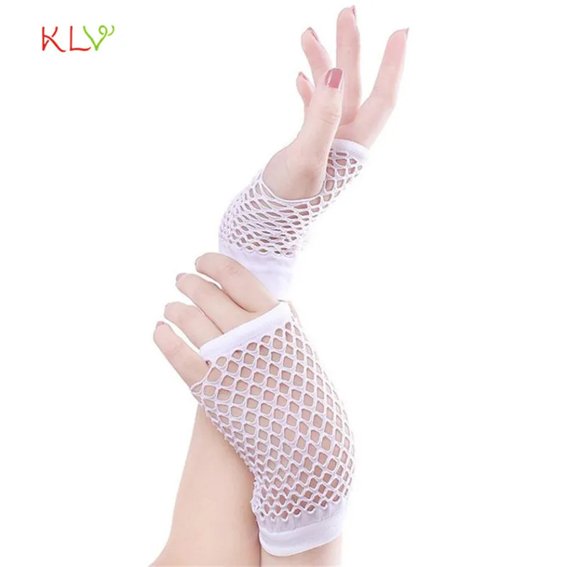 

Women Gloves Punk Goth Lady Disco Dance Costume Lace Fingerless Mesh Fishnet Gloves 17SEP14
