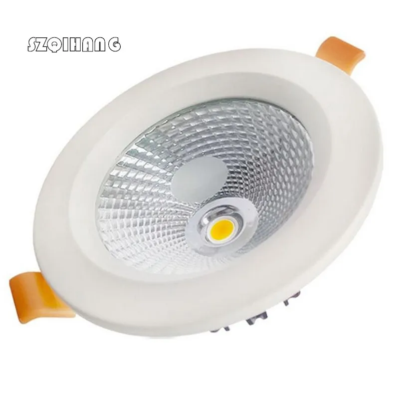 

White shell High Bright Dimmable 9W 12W 15W LED Downlight Frosted Glass Lens Recessed Down Light AC110V/220V