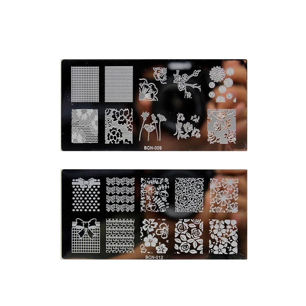 Шаблоны для дизайна ногтей 10 шт./лот черные кружевные розовые дизайнерские