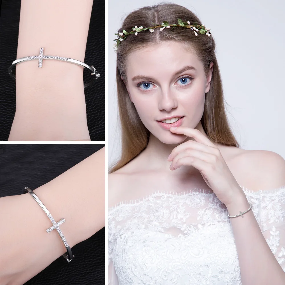 Jewelrypalace 0.7ct кубического циркония крест браслет из чистого 925 серебро Модные украшения для Для женщин браслет