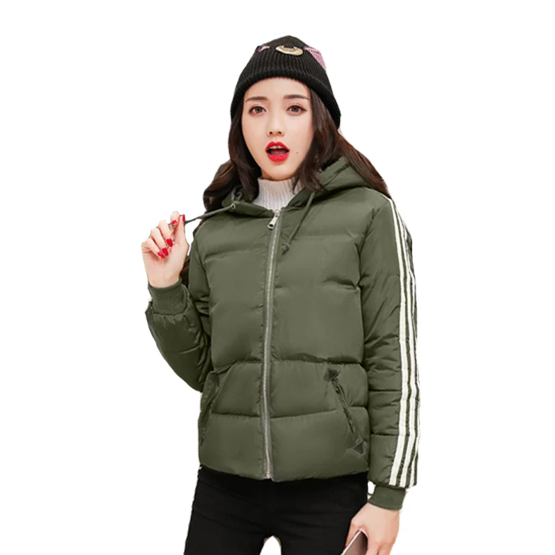 Армейский зеленый New Winter Jacket Women Fashion Coat Padded Solid Hooded Jacket Outwear High Quality Slim Parka Women's Clothing - Цвет: Армейский зеленый