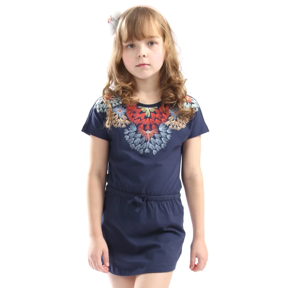 Летнее платье в полоску для девочек 2018 Брендовые платья маленьких туника с