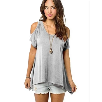 Light Gray Модные женские летние свободные топы без бретелек с коротким рукавом, Женские повседневные футболки с подолом в виде рыбьего хвоста - Цвет: Light Gray