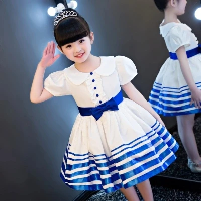 

Kids performance dance dress chorus show white Clothing Dresses For Girls