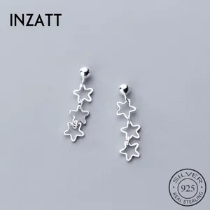 Женские Геометрические серьги-гвоздики INZATT, элегантные вечерние серьги из серебра 925 пробы с полой звездой, модные ювелирные украшения, 2019