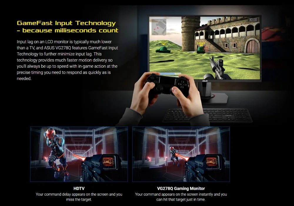 ASUS VG278Q 27 ''Full HD 1080p 144Hz 1ms DP HDMI DVI монитор для ухода за глазами с FreeSync/адаптивной синхронизацией