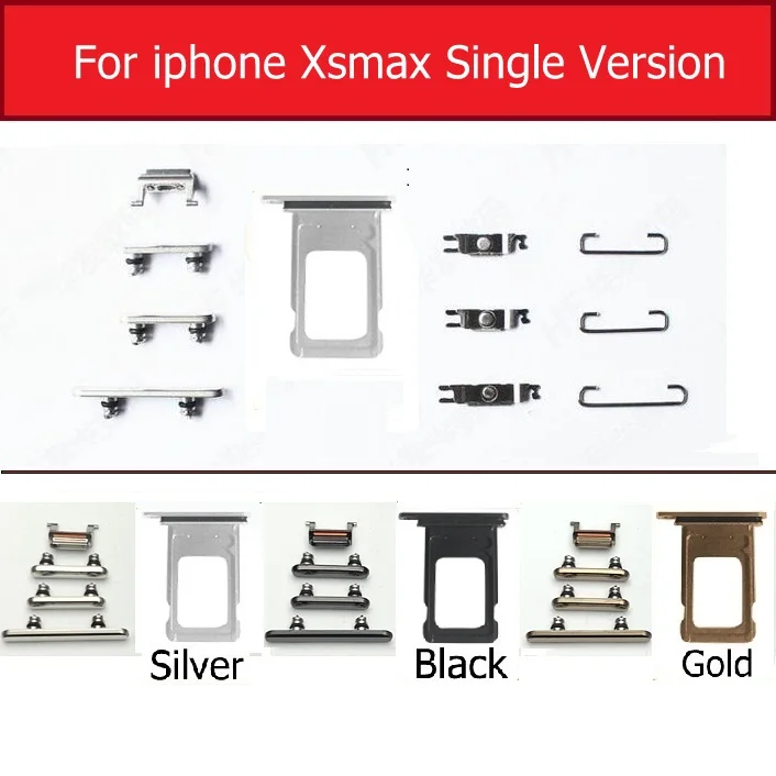 XSMAX Single Version Полный комплект, кнопка отключения звука и громкости, лоток для sim-карты с водонепроницаемым кольцом для iPhone 7 8 Plus X XS MAX XR, маленькие металлические железные детали - Цвет: XSMAX Single Version