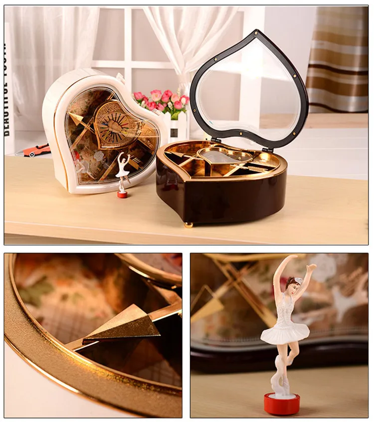 2017 музыкальная шкатулка в форме сердца танцевальная для девушек пластиковая Elise
