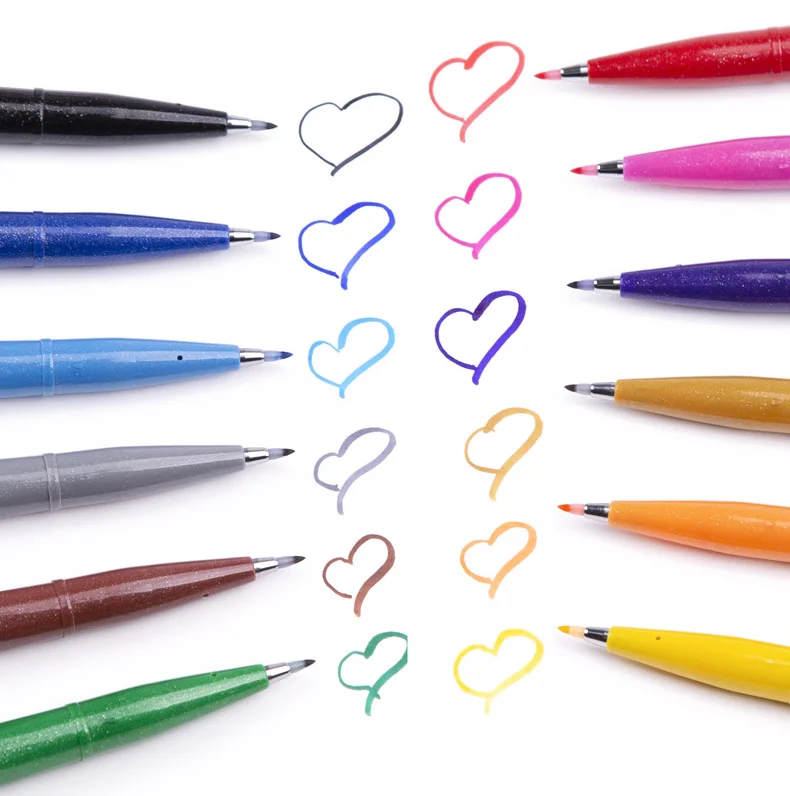 12 цветов s Япония Pentel сенсорная Кисть ручка набор каллиграфия красками ручки буквенные pennareli пуля журнал поставок фломастеры