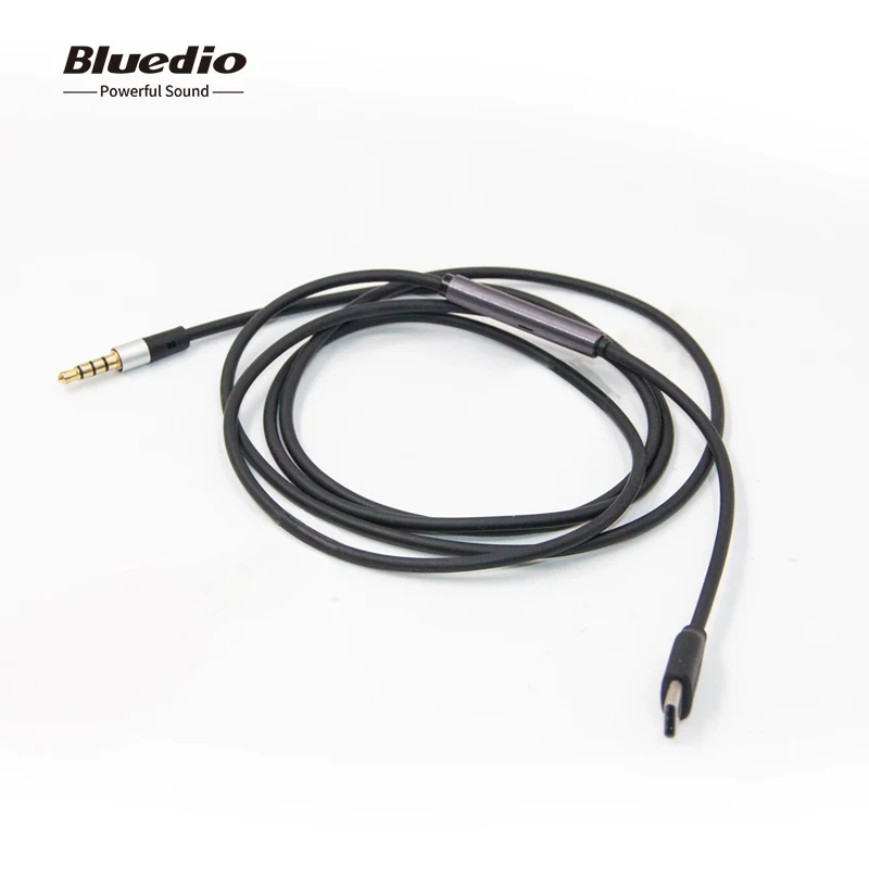 Black Bluedio 3,5 мм тип-c аудио кабель наушники USB C 3,5 мм AUX с микрофоном для TM TMS T4S T5 T6 T6S V2 наушники - Цвет: Black