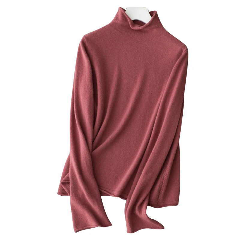 Hot sale Women's Half Turtleneck flare sleeve 100% Cashmere Sweater Jumper Solid color Soft Pullovers Famale Fall Winter | Женская
