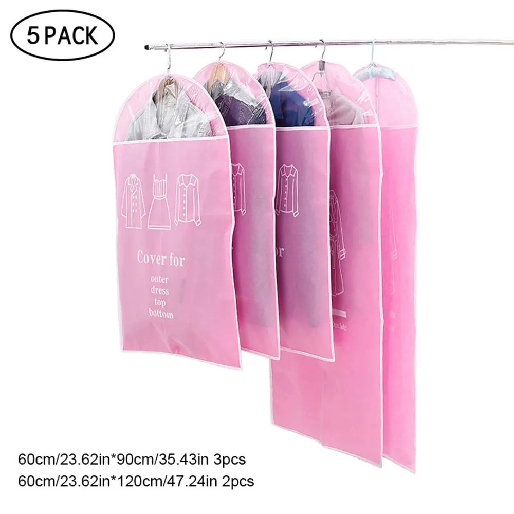 Pink 5 шт./компл. висит мешок одежды молестойкого Костюмы Чехлы для пыли Чехол сумка для хранения одежды, одежда для девочек платье для маленьких девочек; куртка протектор - Color: Pink