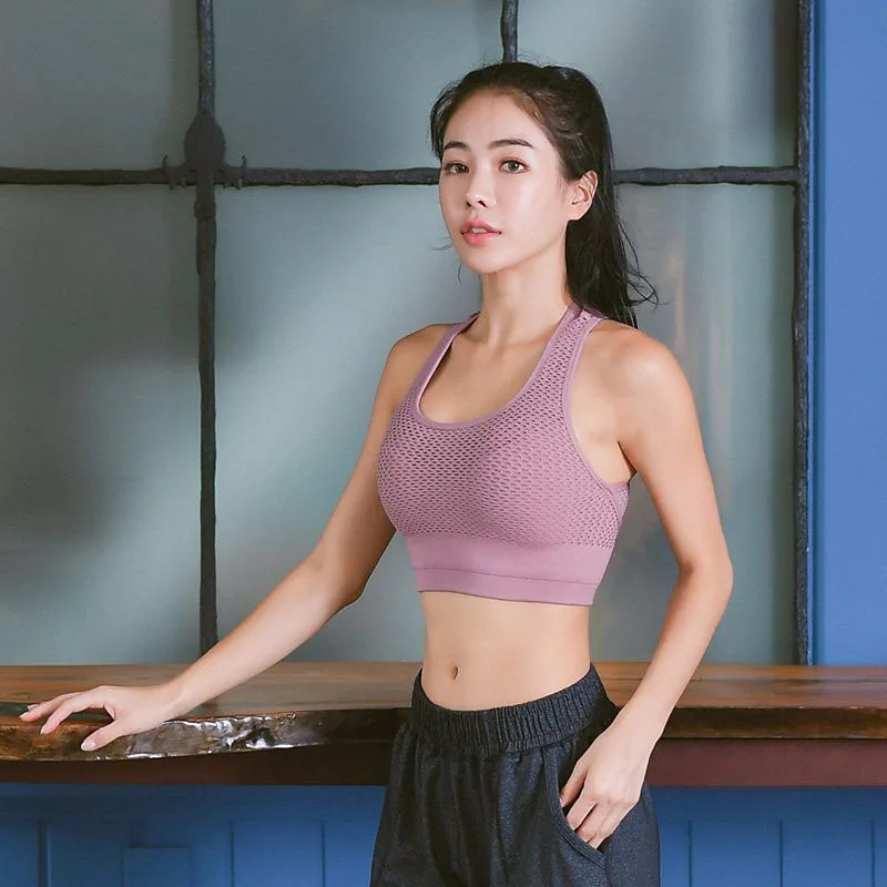 2018 спортивный бюстгальтер женский Фитнес кроссовки Grid перфорированная ткань