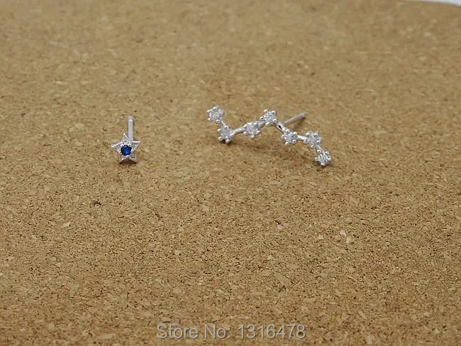 Новые серьги из серебра 925 пробы с пятью звездами, ассиметричные серьги из семи ушных раковин, креативная индивидуальность, большая износ, smallearrings law