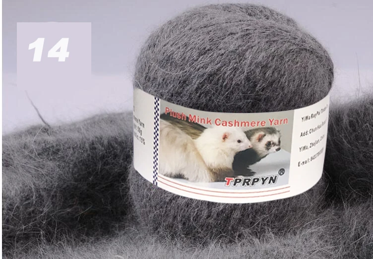 TPRPYN, 2 шт. = 100 г, пряжа для вязания норки, роскошный мех, мохнатая кашемировая пряжа для ручного плетения, теплая мягкая пряжа NL1011 - Цвет: 14 middle gray