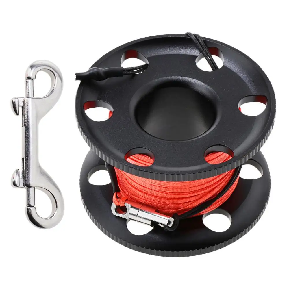 20M Black Дайвинг алюминиевый Finger Spool Катушка 20 Вт, 30 Вт, 50 м линия с Нержавеющая сталь оснастки зажим болта цвет: черный, синий фиолетовый - Цвет: 20M Black