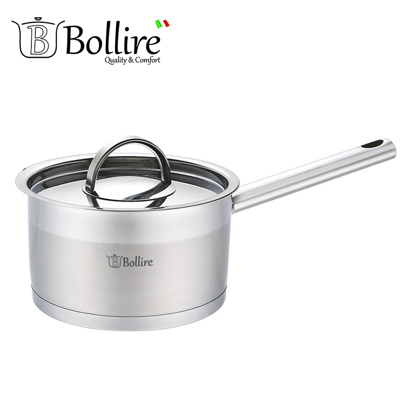 BR-2301 Ковш Bollire 1.8 л,16 см, Крышка из нержавеющей стали с тремя отверстиями для выпуска пара, Капсульное дно, Ручки из нержавеющей стали, Подходит для всех видов плит