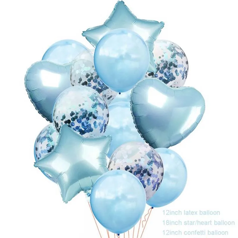 Blue Confetti 14 шт. 12 дюймов латексные 18 дюймов фольгированные Воздушные шары гелиевые С Днем Рождения Декорации на свадьбу, вечеринку, фестиваль, вечерние балоны - Цвет: Blue Confetti