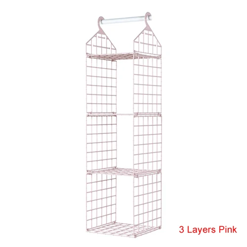 3 Layers Pink Креативные подвесные органайзеры для одежды, домашний гардероб, коробка для хранения в шкафу, подвесной карман, полка для одежды, нижнее белье, подставки для обуви - Цвет: 3 Layers Pink