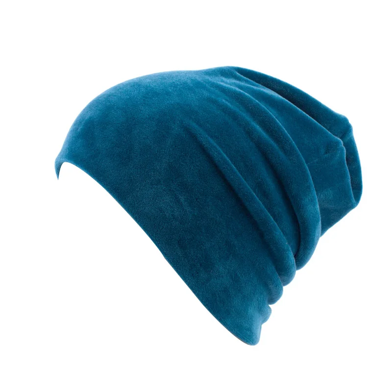 Blue Женская велюровая шапка бини, повседневная, полиэстер, Skullies Beanies, для женщин, зимняя, бархатная, плотная, Балаклава, капот, Sapka GS034C-1 - Цвет: Blue