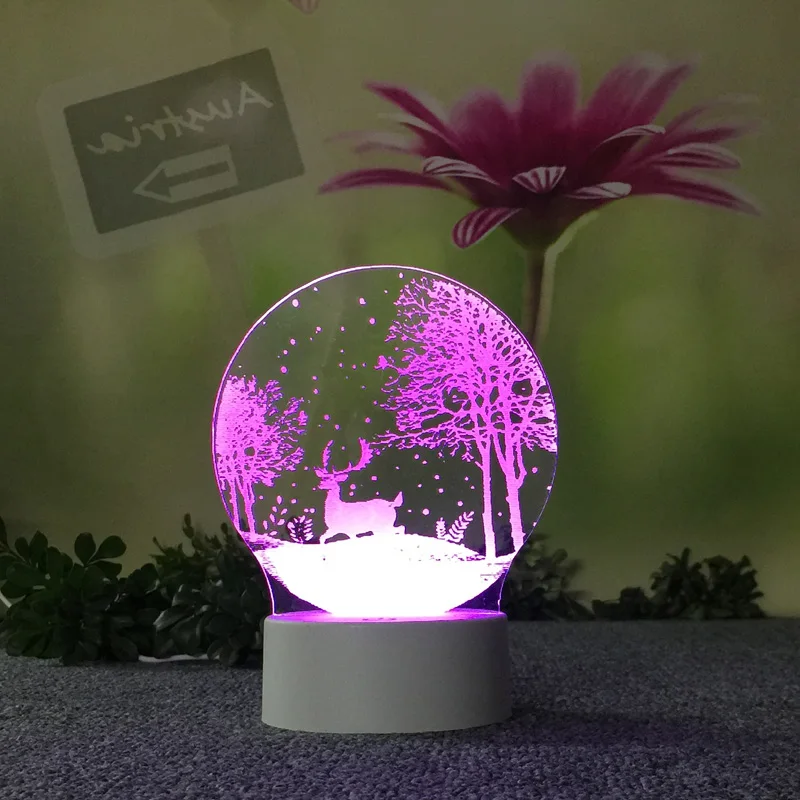 Белые настольные лампы с сенсорным выключателем, прекрасные 7 цветов, 3d лампы, рождественские украшения, подарок для детской комнаты