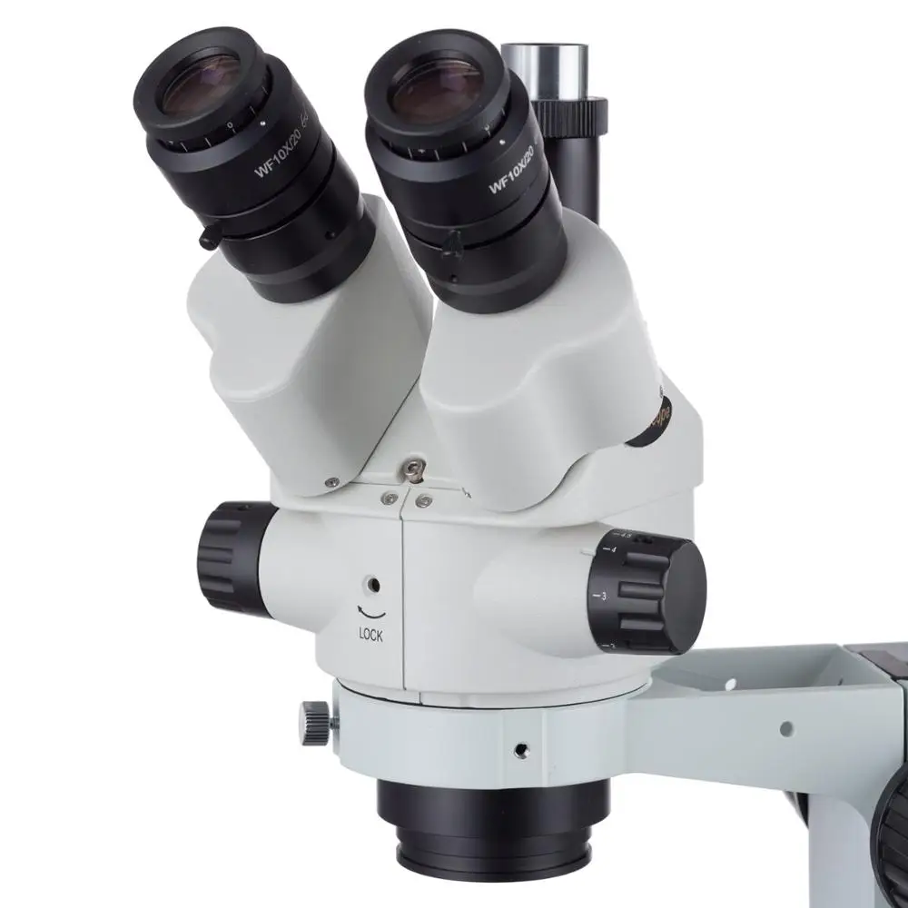 AmScope 7X 45X Simul Focal стерео зум микроскоп на бум стенд с светодиодный кольцевой